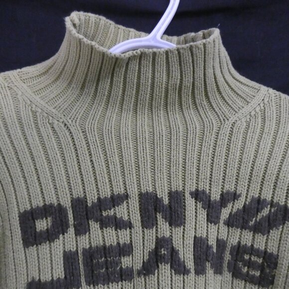 DKNY JEANS | xs - extra small | Ribbed Turtleneck Sweater With Bold DKNY Front - Picture 4 of 14